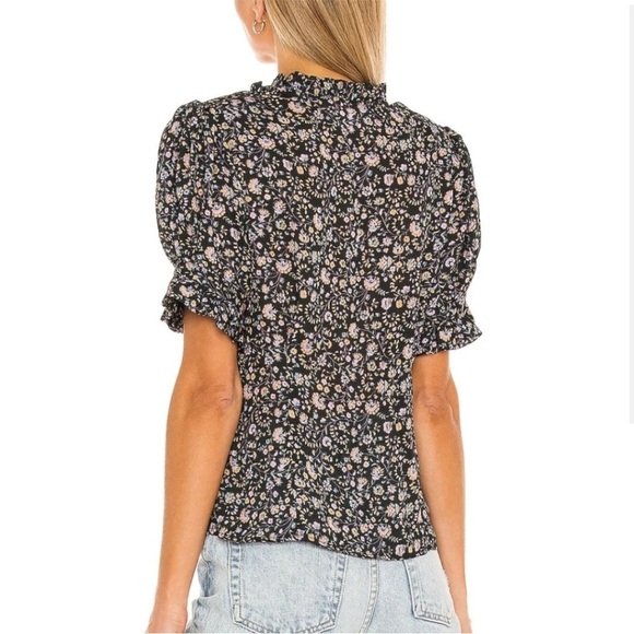 Selkie The Bistro Blouse Puffed Sleeve Button Floral Top Women's Multicolor XS - Picture 6 of 11